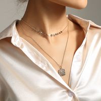 Simple Square Necklace Multi-layer Necklace Alloy Clavicle Chain main image 1