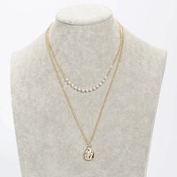 Fashion Special-shaped Water Drop Necklace Pearl Alloy Double-layer Necklace main image 3