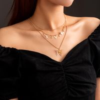 Fashion Butterfly Pendant Multi-layered Necklace Alloy Collarbone Chain main image 1