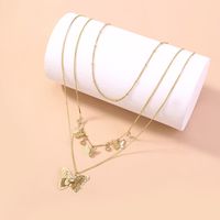 Fashion Butterfly Pendant Multi-layered Necklace Alloy Collarbone Chain main image 3