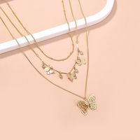 Fashion Butterfly Pendant Multi-layered Necklace Alloy Collarbone Chain main image 4