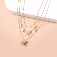 Fashion Butterfly Pendant Multi-layered Necklace Alloy Collarbone Chain main image 5