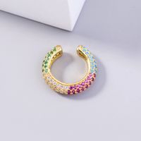 Fashion Simple Gold Zircon Cute Rainbow C-shaped Copper Ear Clip Wholesale main image 3