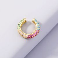 Fashion Simple Gold Zircon Cute Rainbow C-shaped Copper Ear Clip Wholesale main image 4