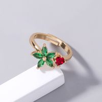 Bague En Cuivre Ouvert Avec Zircon Incrusté De Fleurs À Cinq Pétales main image 4