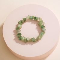 Simple Light Green Natural Rough Stone Jewelry Elastic Bracelet Women main image 5