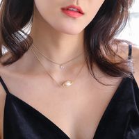Fashion Multi-layer Necklace Freshwater Pearl Pendant Alloy Necklace main image 4