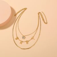 Fashion Letter Baby Diamond Butterfly Pendant Multi-layer Necklace Necklace main image 3