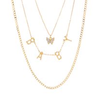 Fashion Letter Baby Diamond Butterfly Pendant Multi-layer Necklace Necklace main image 6