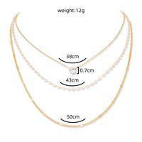 Creative Multilayer Zircon Pendant Necklace Imitation Pearl Alloy Clavicle Chain main image 5
