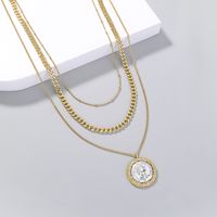 Fashion Round Pendant Necklace Diamond Alloy Clavicle Chain main image 4