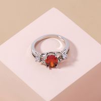 Simple Fashion Pomegranate Ruby Micro-encrusted Zircon Copper Ring main image 5