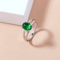 Simple Retro Oval Gemstone Ring Micro-set Zircon Copper Ring Female main image 1