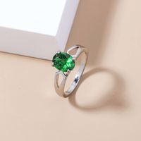 Simple Retro Oval Gemstone Ring Micro-set Zircon Copper Ring Female main image 3