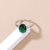 Fashion Emerald Green Gemstone Copper Ring Simple Micro-set Zircon Ring main image 6