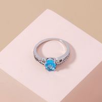 Fashion Oval Lake Water Sapphire Female Ring Simple Copper Zircon Ring main image 5