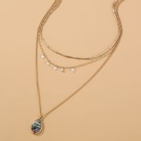 Fashion Multi-layered Retro Zircon Abalone Shell Water Drop Alloy Necklace main image 5