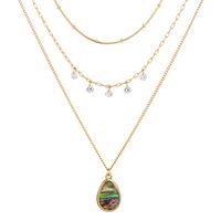 Fashion Multi-layered Retro Zircon Abalone Shell Water Drop Alloy Necklace main image 6