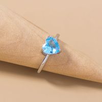Simple Fashion Lake Water Sapphire Copper Ring Female Creative Ring main image 4