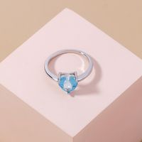 Simple Fashion Lake Water Sapphire Copper Ring Female Creative Ring main image 5