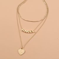 Fashion Letters Multi-layer Simple Retro Heart-shaped Pendant Alloy Necklace main image 1