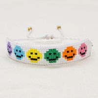 Niche Bohemian Spring And Summer New Colorful Smiley Face Beads Woven Bracelet main image 3