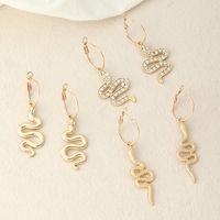 Fashion Rhinestone-studded Snake-shaped Drop Earrings Jewelry Wholesale main image 3