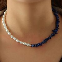 Cadena De Clavícula De Resina Con Collar De Perlas Azul Zafiro Estilo Bohemio main image 1