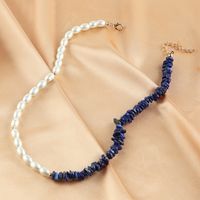 Cadena De Clavícula De Resina Con Collar De Perlas Azul Zafiro Estilo Bohemio main image 4