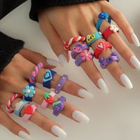 Simple Acrylic Ring Female Korean Color Heart Flower Index Finger Ring main image 1