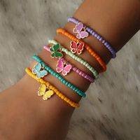 Bohemian Color Beads Oil Butterfly Pendant Women's Bracelet Set main image 1