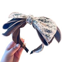 Retro Flower Printing Three-layer Bow Three-dimensional Hairpin Headband main image 6