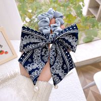 Korean Ethnic Printing Streamer Hair Scrunchies Leather Hair Circle main image 3