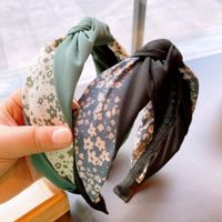 Retro Floral Printing Contrast Color Kink Stitching Headband Wholesale main image 5