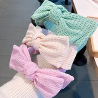 Simple Solid Color Waffle Double-layer Three-dimensional Bow Headband Jewelry main image 4