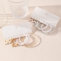 Simple Butterfly Snake Shaped Inlaid Pearl Earrings Cardboard Multi-piece Set main image 4