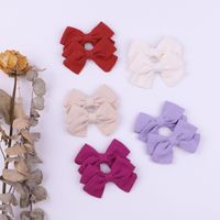 Children's Hair Accessories Simple Bow Ponytail Clip Solid Color Fabric Hair Clip main image 6