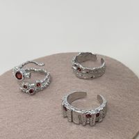 Fashion Three-dimensional Metal Thorns Inlaid With Red Diamonds Ring main image 5