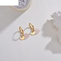 Korean Pink Stone Star Earrings Women's Exquisite Stainless Steel Earrings sku image 1