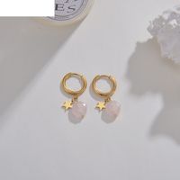 Korean Pink Stone Star Earrings Women's Exquisite Stainless Steel Earrings sku image 2