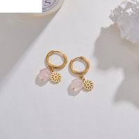 Korean Pink Stone Star Earrings Women's Exquisite Stainless Steel Earrings sku image 4