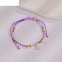 Pulsera Con Colgante De Estrella De Ocho Puntas De Acero Inoxidable Trenzado Con Cuentas De Colores Simples sku image 4