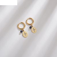 Vintage Rice Beads Eight-pointed Star Round Stainless Steel Earrings sku image 2