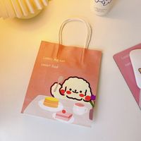 Cute Simple Cartoon White Paper Portable Shopping Packaging Bag sku image 2