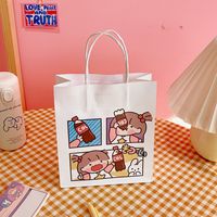 Cute Simple Cartoon White Paper Portable Shopping Packaging Gift Storage Bag sku image 1