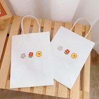 Cute Color Small Flowers Double-sided Printing White Simple Tote Shopping Gift Bag sku image 1