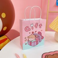 Cute Simple Cartoon Girl Paper Portable Shopping Packaging Bag sku image 1