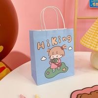Cute Simple Cartoon Girl Paper Portable Shopping Packaging Bag sku image 4