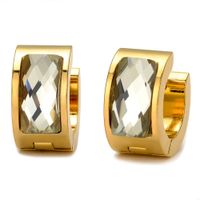 Fashion Inlaid Geometric Glass Titanium Steel Round Earrings Wholesale sku image 7