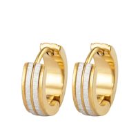 Vintage Round Ear Buckle Trend Full Gold Brushed Stainless Steel Earrings Wholesale sku image 2
